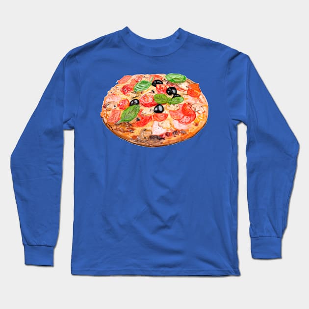 Pizza Long Sleeve T-Shirt by Mako Design 